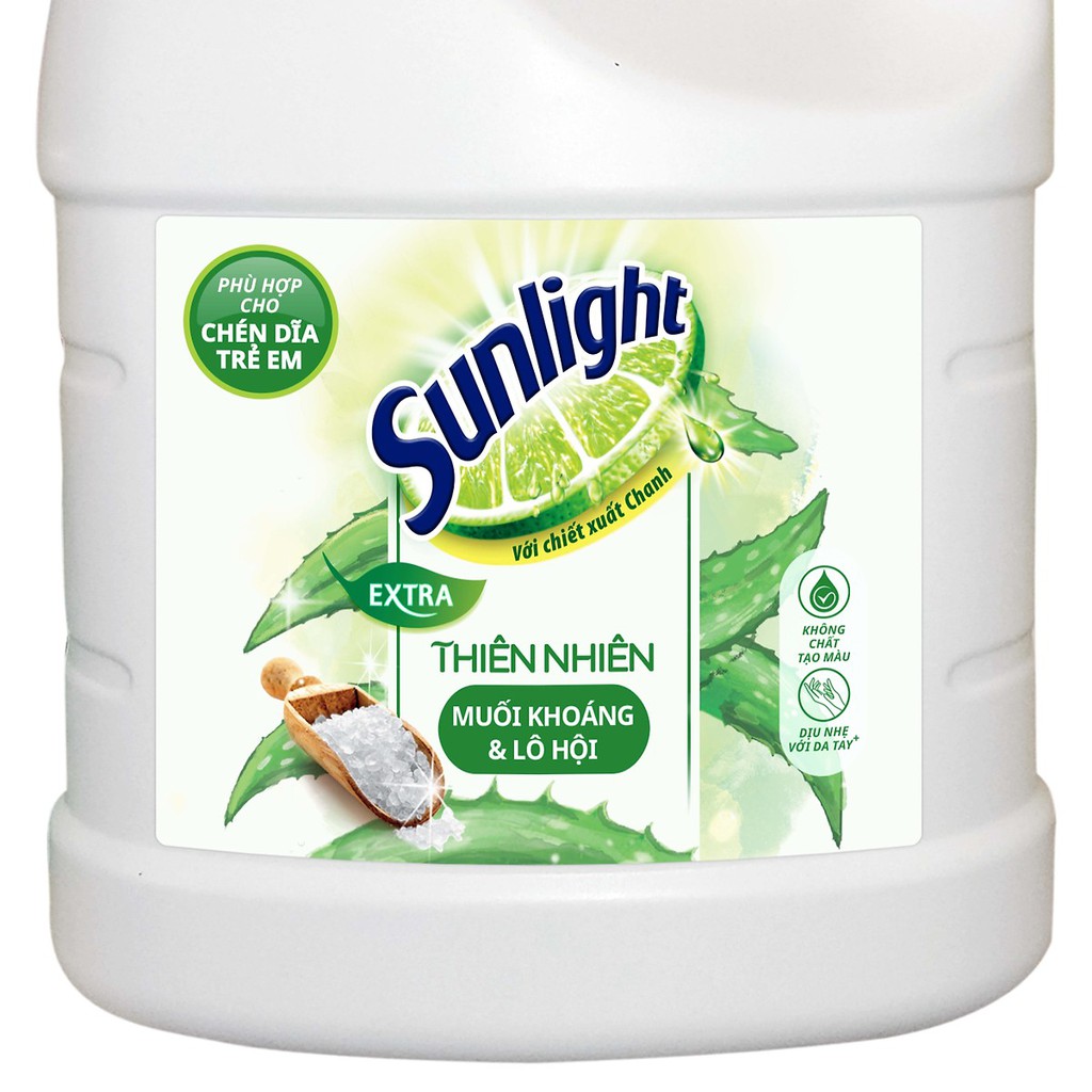 Nước Rửa Chén Sunlight Thiên Nhiên Muối Khoáng & Lô Hội (3,8 kg)