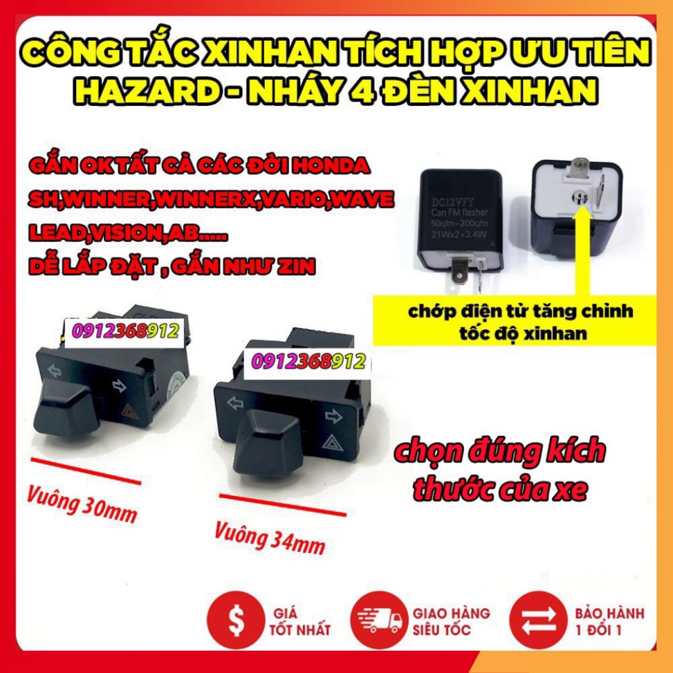 Công tắc xi nhan tích hợp ưu tiên , jack chuyển , cục chớp điện tử , ting tong , công  tắc pasing sh