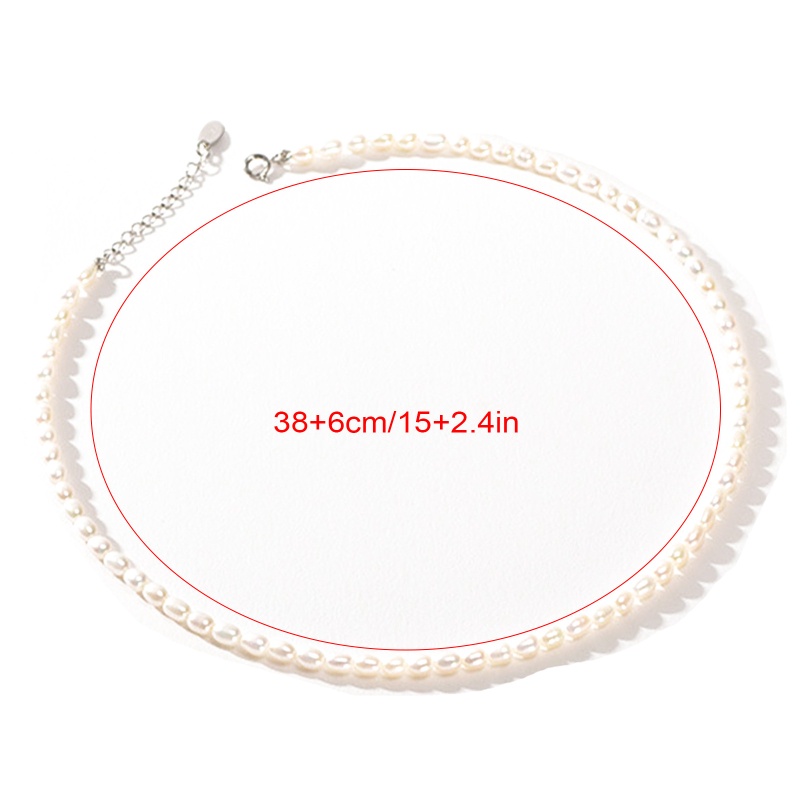 Vòng cổ Ngắn Xỏ Hạt Ngọc Trai Hình Oval Nhỏ Xinh Thời Trang