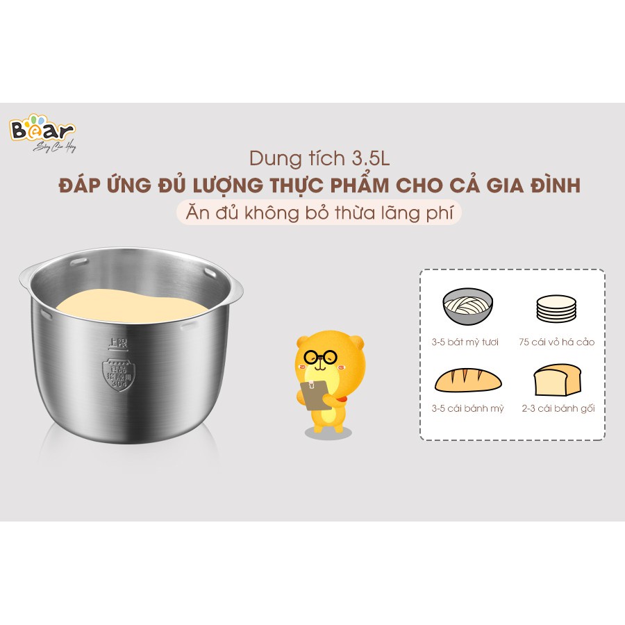 [Mã ELHA22 giảm 6% đơn 300K] Máy trộn bột 3,5L Bear HMJ-A35M1 2 chế độ tự động màn hình điện tử hẹn giờ trộn Tuli Store