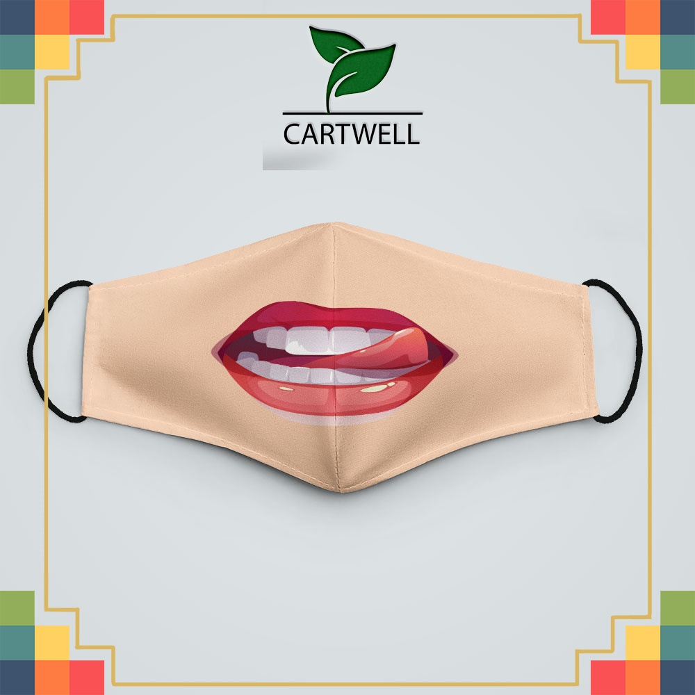 Khẩu trang vải in hình Sexy Lips_3707 CARTWELL vải poly cotton 100% ngăn bụi kháng khuẩn bảo vệ toàn diện cho bạn