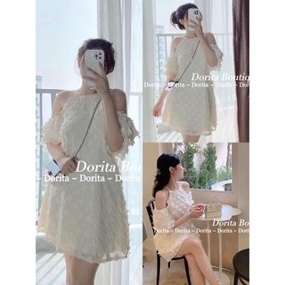 [C1] Váy yếm trễ vai Fely đáng yêu, Đầm yếm khoét vai Fely - Dorita Boutique