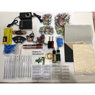 Bộ kít 2 máy xăm,mực xăm da thật