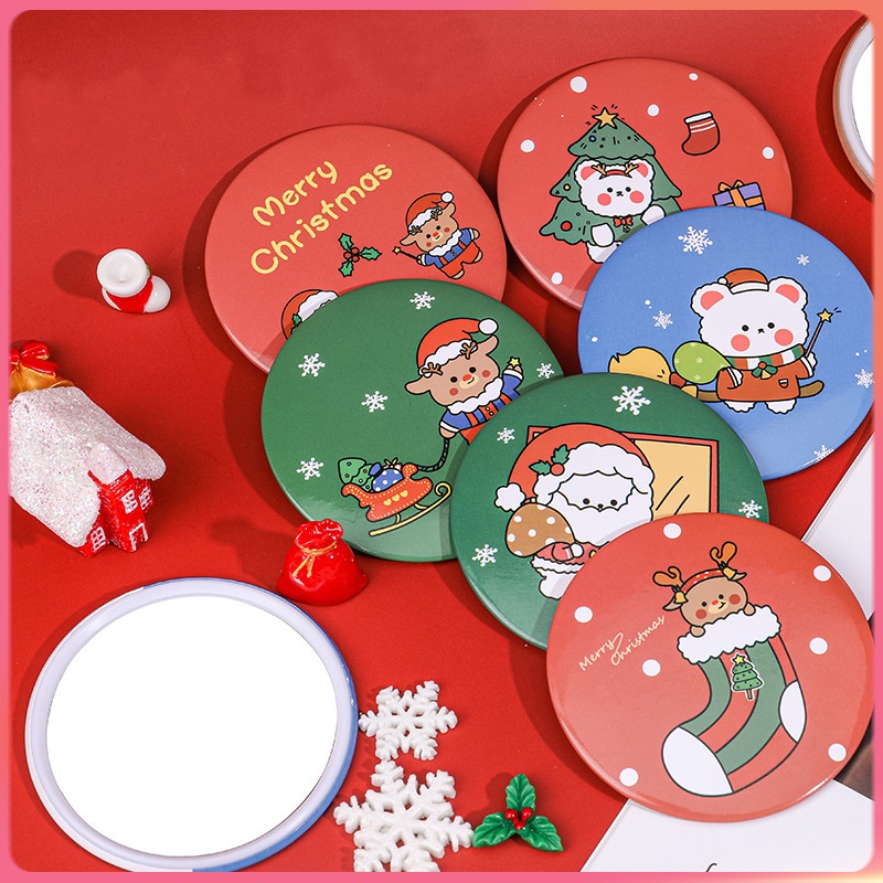 Cartoon Christmas Small Mirror Cute Mini Portable Make-up Mirror Girls Portable Mirror