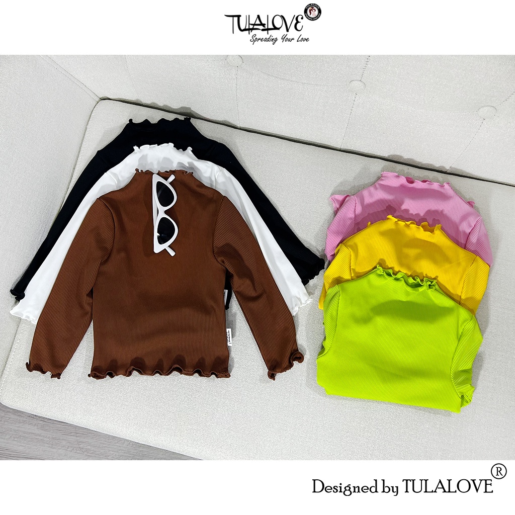 Áo Thu Đông Dài Tay Quấn Bèo Bé Gái, Áo Thun Cho Bé Tulalove
