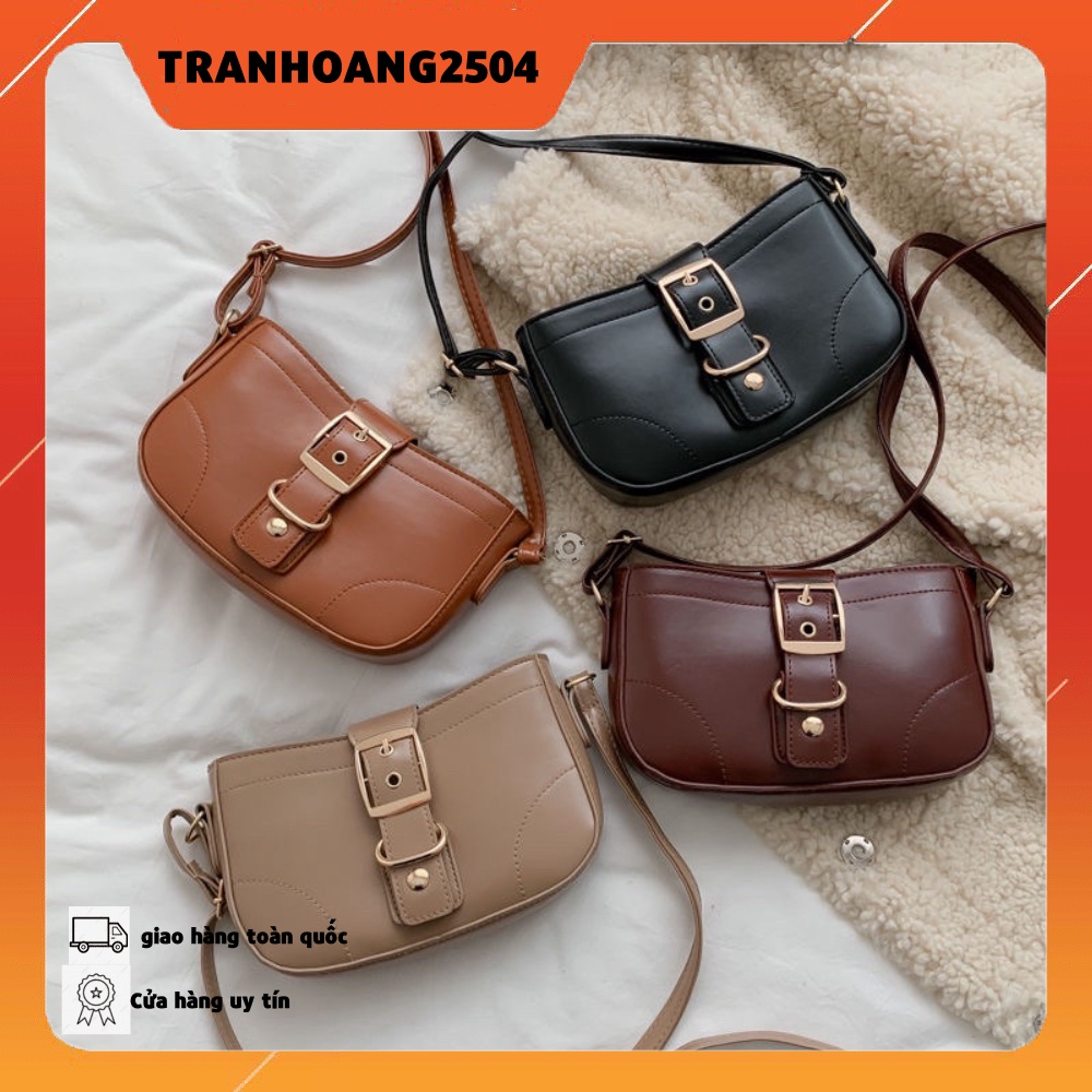 THANH LÝ XẢ LỖ VỐN - Túi Đeo Chéo Nữ Chất Da Cao Cấp 2021 Mới Hồng Kông Phong Cách Retro