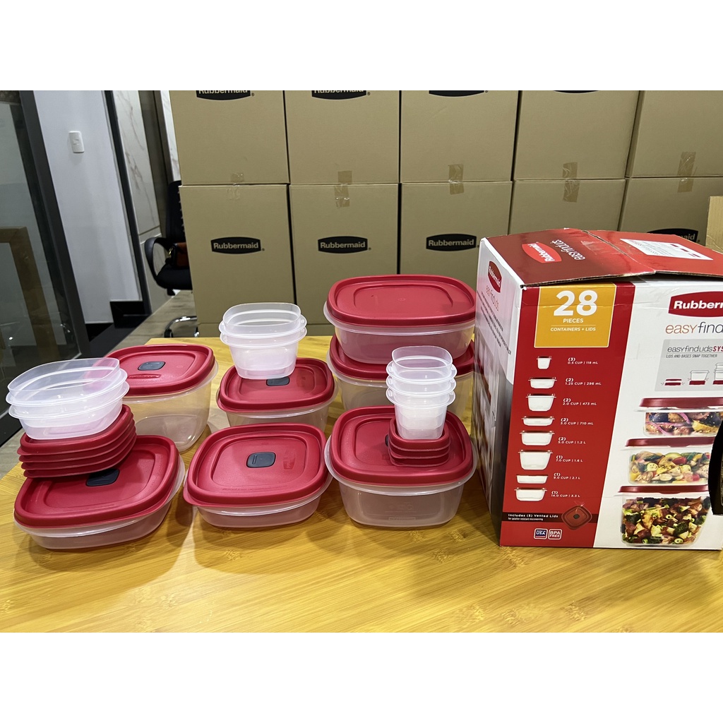 Bộ hộp nhựa đựng thực phẩm nắp đỏ có vent Rubbermaid USA