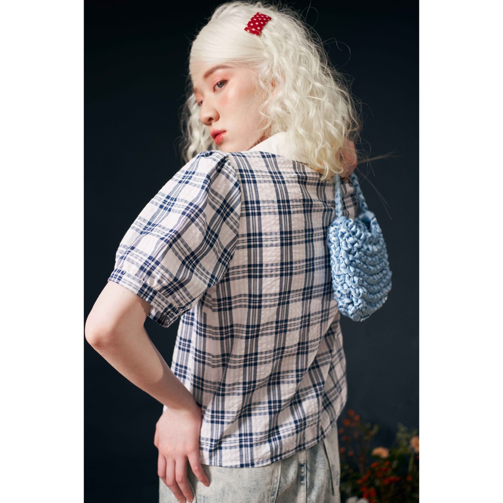 Áo sơ mi karo thêu bô đê cổ 1AO1070 ADORE DRESS | BigBuy360 - bigbuy360.vn