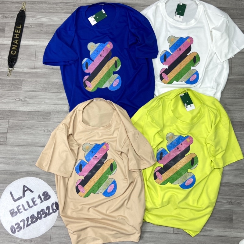 Áo phông cotton gấu dáng thụng tay lỡ form to rộng Áo thun nữ