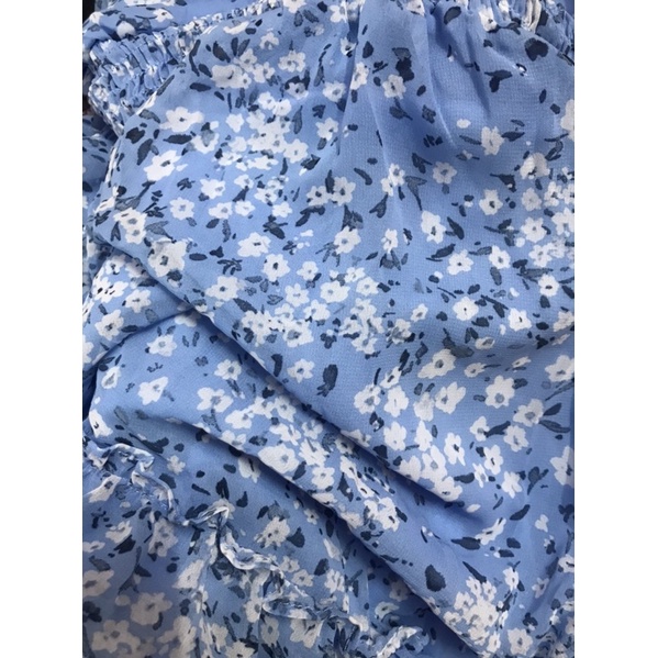 Đầm Hoa Nhí Hàng Xuất Dư Xịn Cao Cấp Hãng SWEET STORM Nhún Eo Dễ Thương Màu Xanh Biển