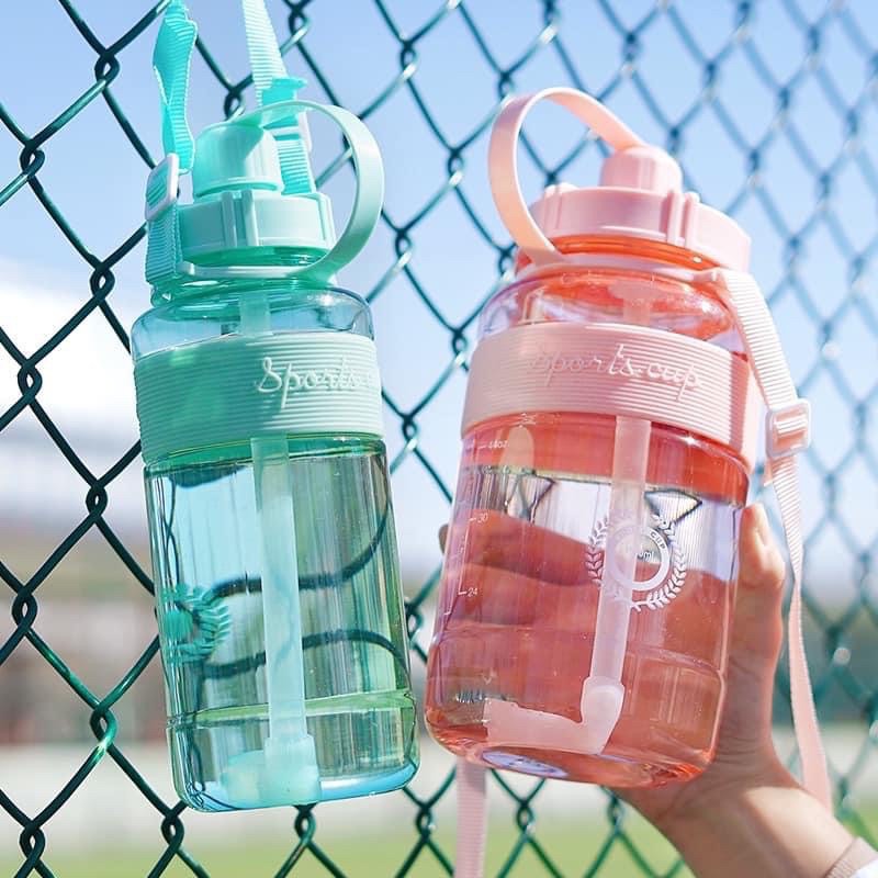 BÌNH SPORT CÚP CÓ DÂY ĐEO +ỐNG HÚT DUNG TÍCH 600ml,1000Ml,1500ml,2000ml | BigBuy360 - bigbuy360.vn