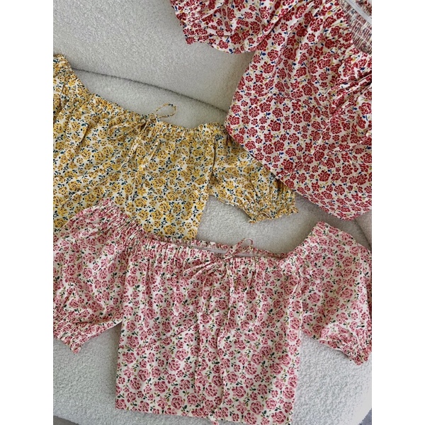 (cam thường ảnh thật, hoả tốc) 🥗PEONY_CROPTOP(ÁO HOA TRỄ VAI NƠ)