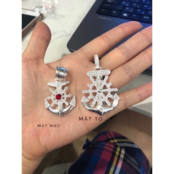 Mặt dây chuyền nam bạc ta hình mỏ neo nạm đá-Minh Tâm Jewelry