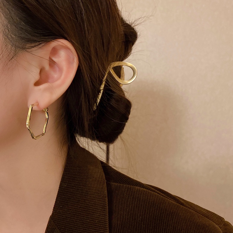 Bông Tai Mạ Bạc 925 Kiểu Hình Học Đơn Giản Phong Cách retro