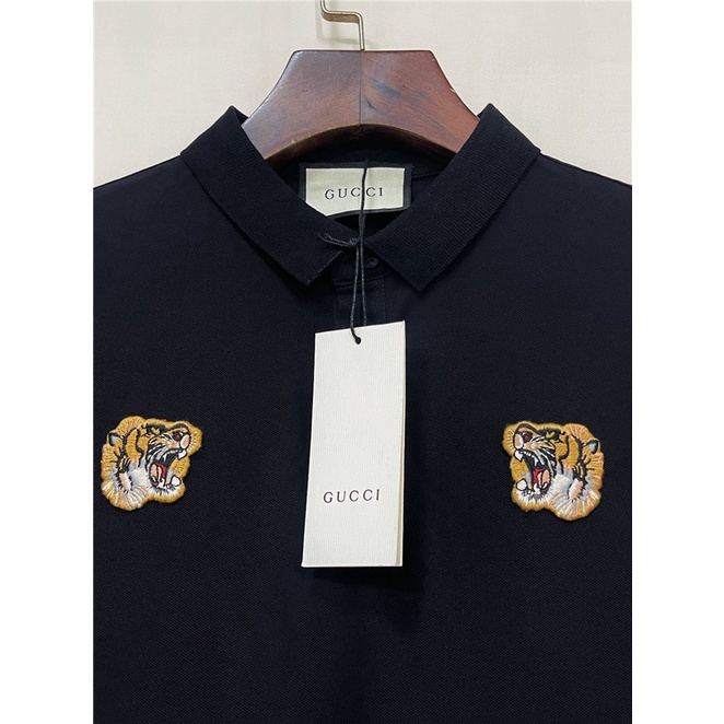 Gucc1 Áo Thun polo Nam Ngắn Tay Thêu Họa Tiết Mới Size S-4XL