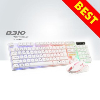 Bộ Chuột Chơi Game Và Bàn Phím Giả Cơ Có Đèn Led Nhiều Màu ( Trắng )