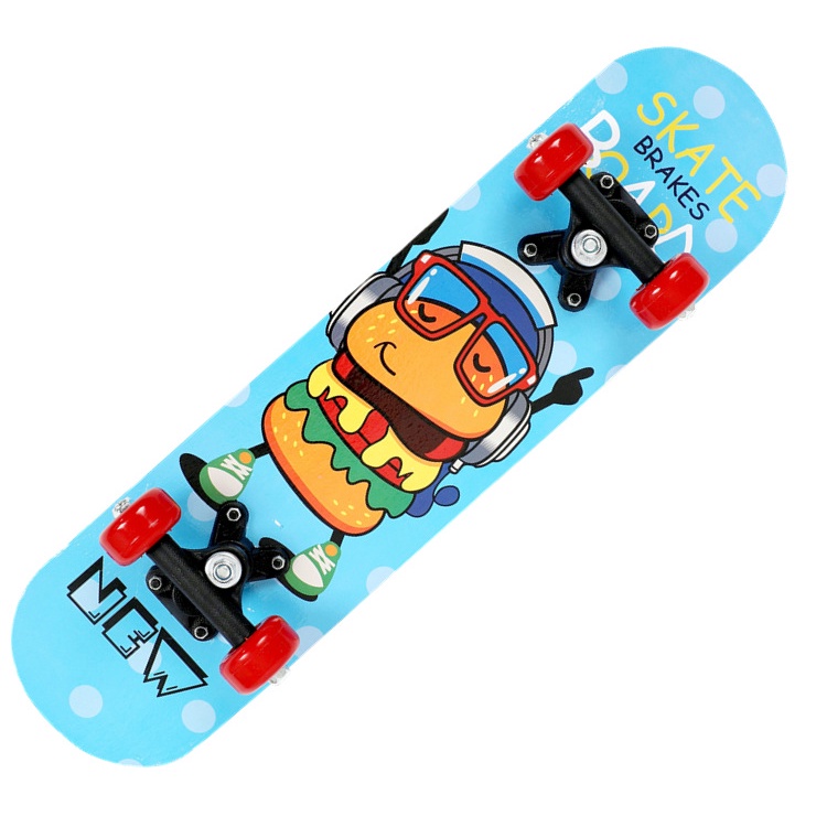 Ván trượt trẻ em Skateboard cao cấp làm từ gỗ ép 8 lớp, bánh xe PU chất lượng cao, in hình đang yêu giành cho bé