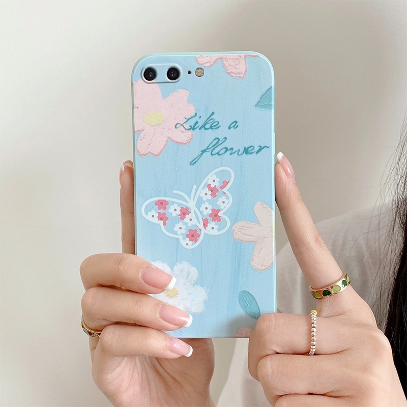 Flowers Blueberry Soft Silicone Phone Case For iPhone 6 6s 6s Plus 6s Plus 7 8 7 Plus 8 Plus iPhone 11 iPhone 12 iPhone 13 Straight Edge Ultra Thin Back Cover