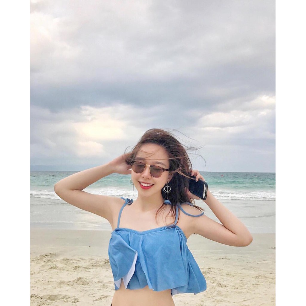Bikini cạp cao hai mảnh, bèo nhún dễ thương