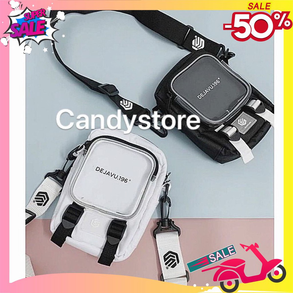 Túi đeo chéo 🦋 DEJAVU túi đeo chéo đeo vai cho nam và nữ chất vải Canvas dáng Unisex 2 màu vải cứng giữ form túi đẹp