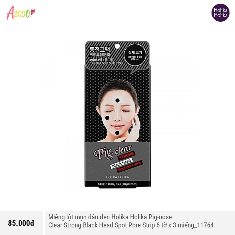 Miếng lột mụn đầu đen Holika Holika Pig-nose Clear Strong Black Head Spot Pore Strip 6 tờ x 3 miếng