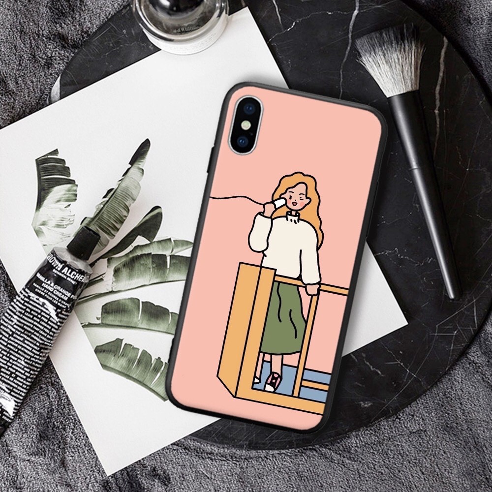 Ốp iphone in hình đôi nam nữ nghe điện thoại cho iphone 13 12 pro max mini 11 pro max X s max 6 s plus 7 8 plus