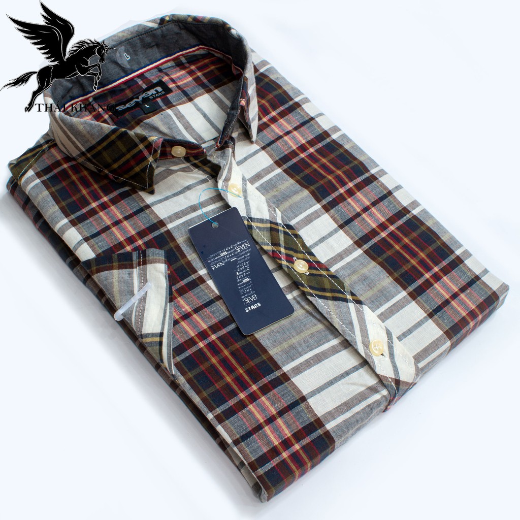[Mã FAMAYMA2 giảm 10K đơn 50K] áo sơ mi nam ngắn tay sọc caro bao đẹp vải cotton mát form thoải mái Thái Khang | BigBuy360 - bigbuy360.vn