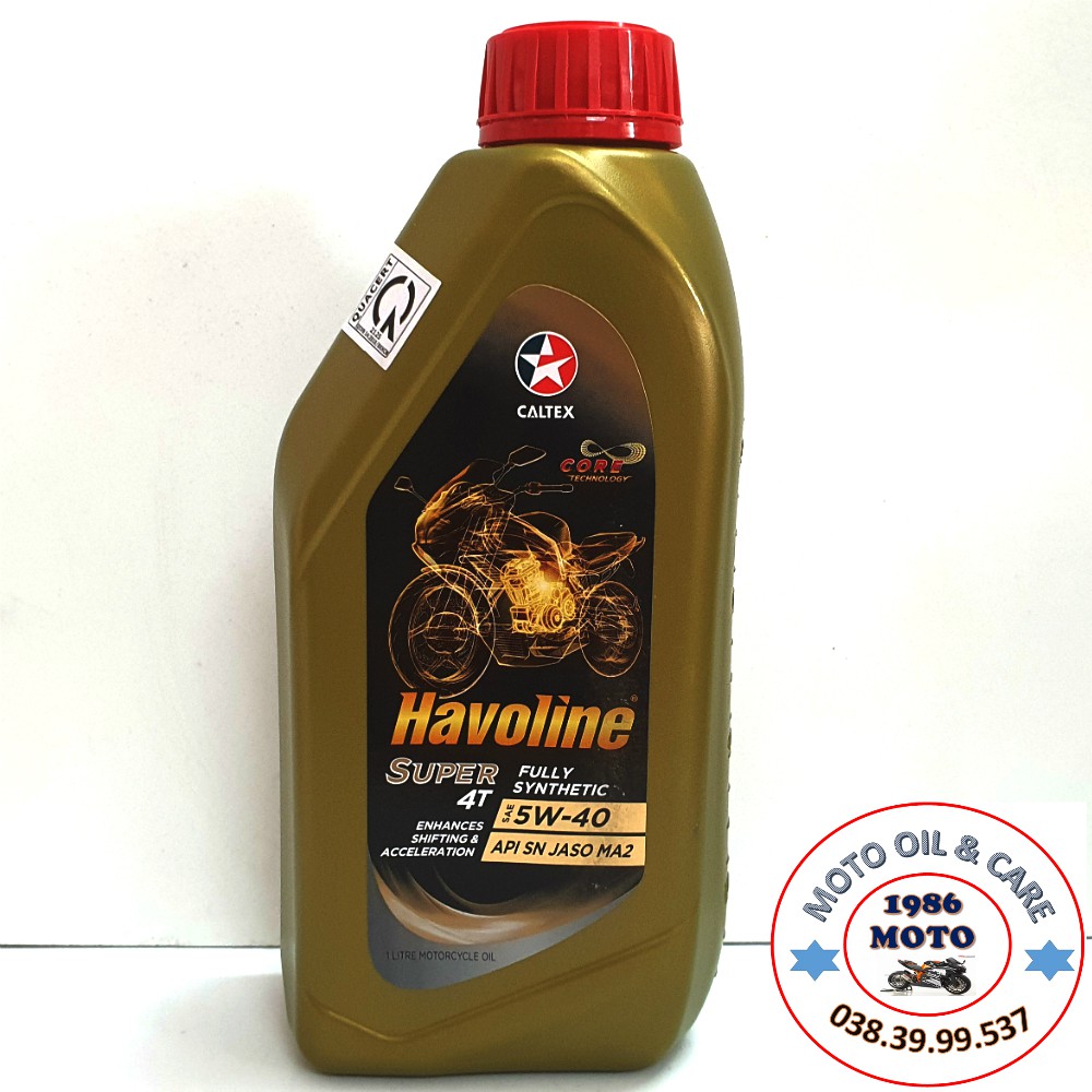 Nhớt Tổng Hợp 100%. Caltex Havoline Super 4T 5w40