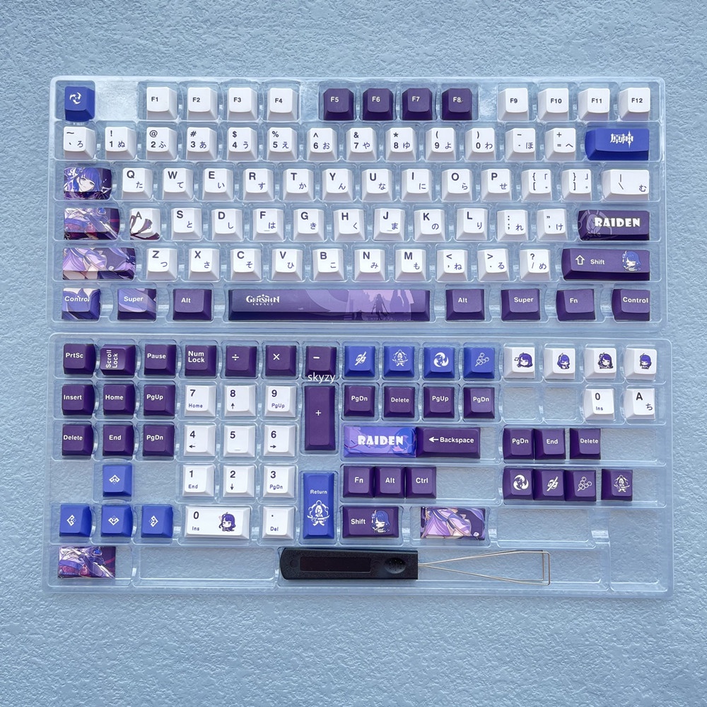 133 Phím Raiden Shogun Keycaps Cherry Profile Genshin Impact Beelzebul Anime PBT DYE SUB Bàn phím cơ Keycap