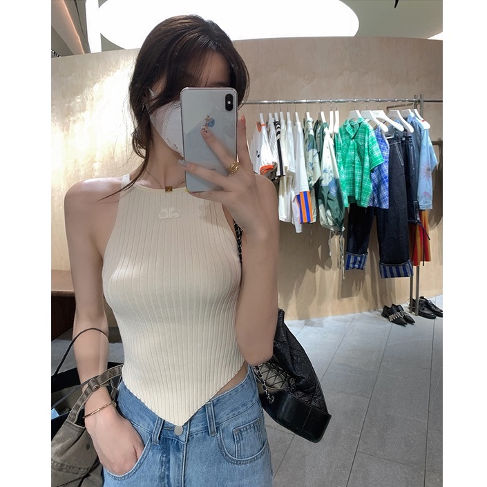 Áo Hai Dây Thêu Họa Tiết Tam Giác Không Tay Cho Nữ