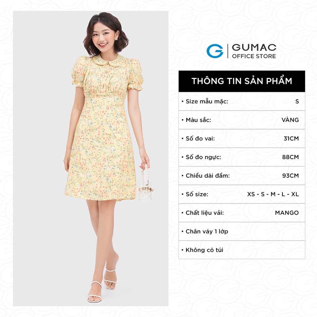[Mã WABRGUM giảm 10% tối đa 30K đơn 99K] Đầm nữ hoa nhún ngực thời trang GUMAC DC04019 - mẫu mới | BigBuy360 - bigbuy360.vn