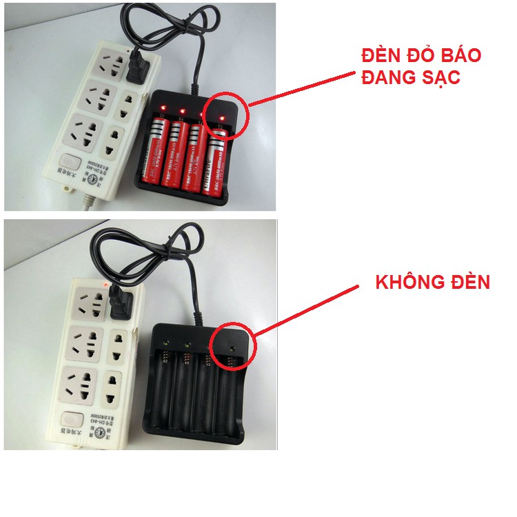 Sạc pin 18650 4 pin đồng thời cùng lúc sử dụng điện 110v 220v