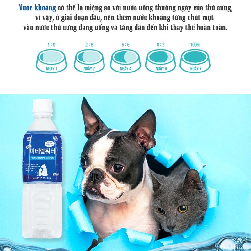 [DINH DƯỠNG CAO] Nước khoáng cấp Đạm &amp; Canxi cho chó mèo BOWWOW 500ml - Vitamin cho chó mèo