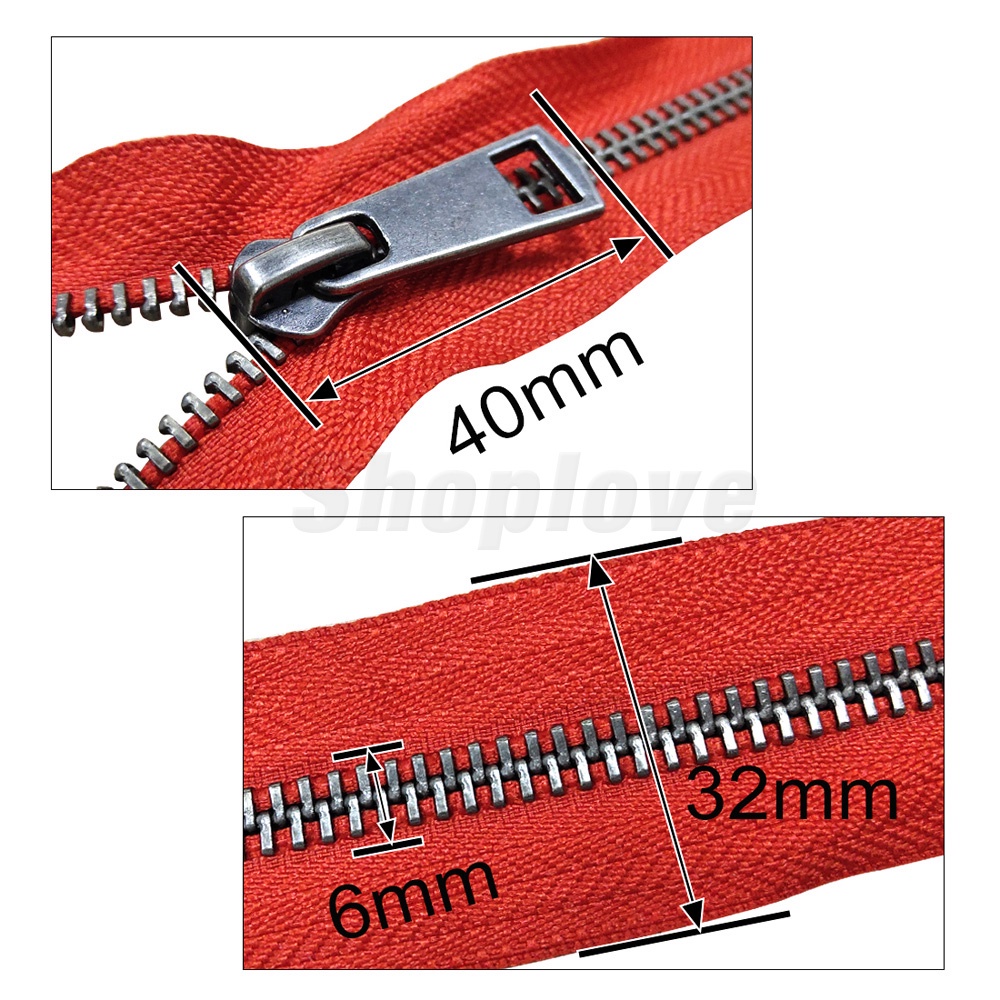 30 / 40 / 50 / 60 / 70 / 80cm 5# Hai Đầu Bằng Kim Loại Màu Đen Có Khóa Kéo Chất Lượng Cao DIY