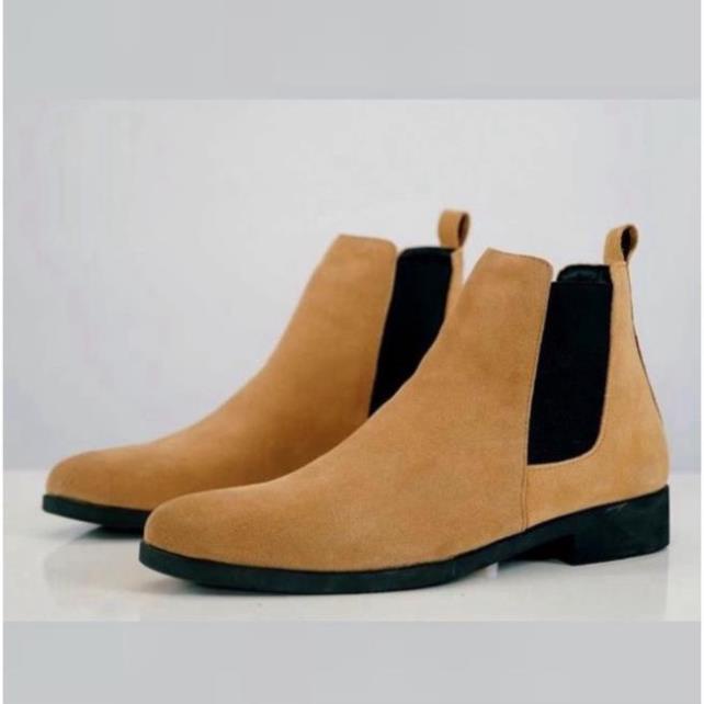✴️ Giày thời trang nam cao cổ Chelsea boots da lộn màu nâu đế tăng chiều cao 3.5cm ,