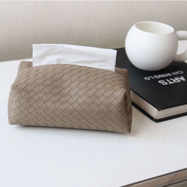 Hộp Đựng Khăn Giấy Bằng Da Bện Họa Tiết Da Phong Cách Bắc Âu Hiện Đại Trang Trí Nhà Cửa