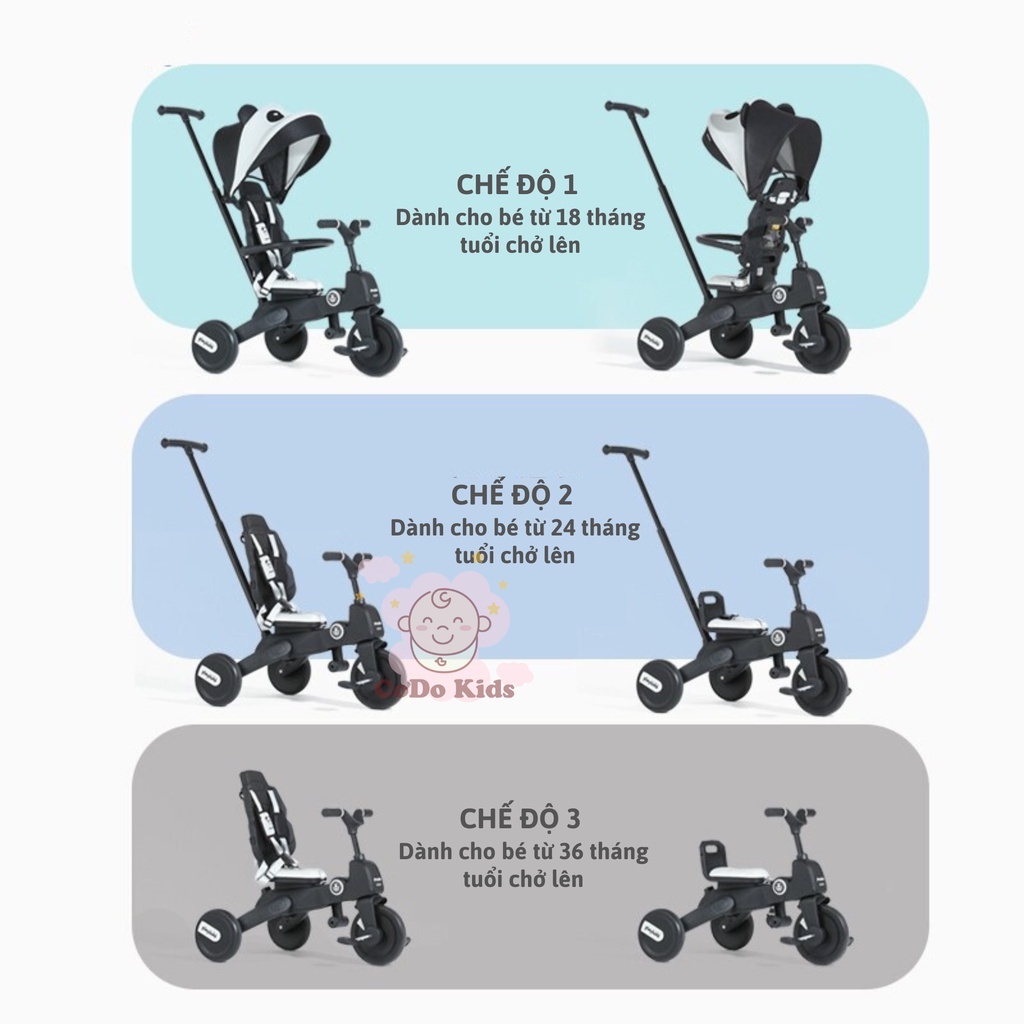 Xe Đẩy Gấp Gọn Cho Bé PLAYKIDS, Xe Chòi Chân 3 Bánh Gấp Gọn 6in1 Dành Cho Bé Từ 1-5 Tuổi
