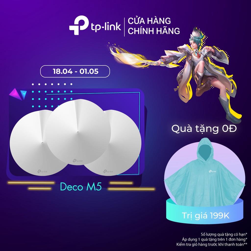 Hệ Thống WiFi Mesh TP-Link Deco M5 (3-pack) Chuẩn AC 1300Mbps Dành Cho Gia đình