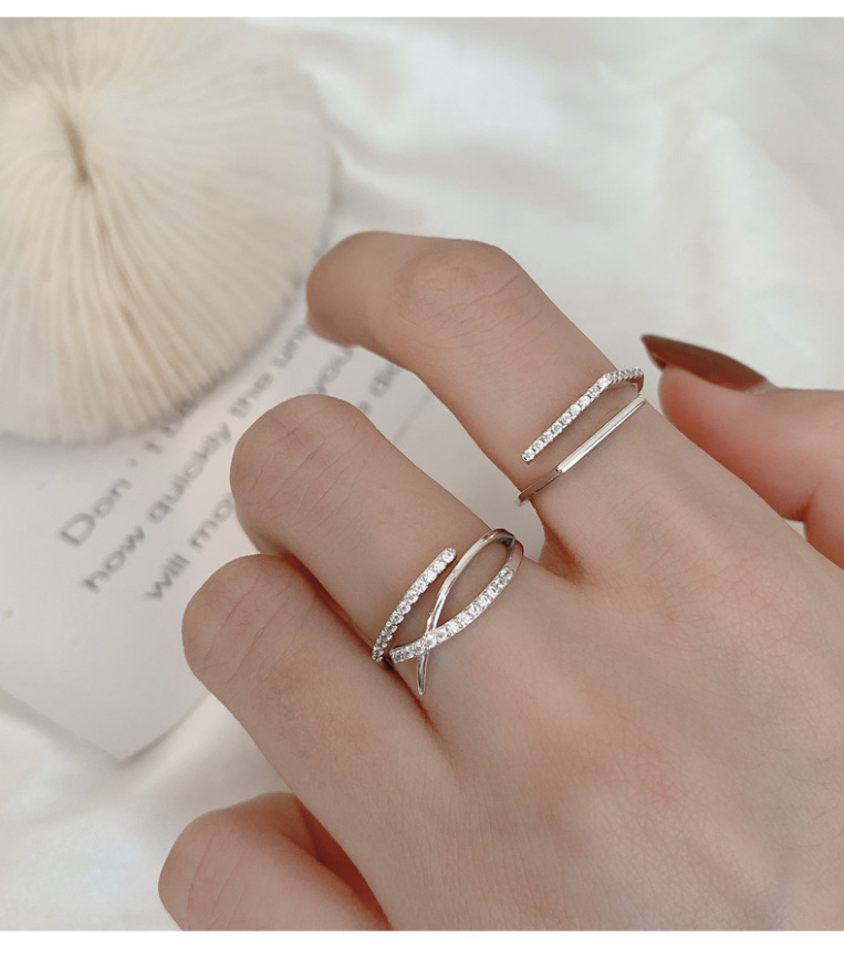 Nhẫn Hở Mạ Bạc 925 Đính Đá zircon Thời Trang Dễ Phối Đồ