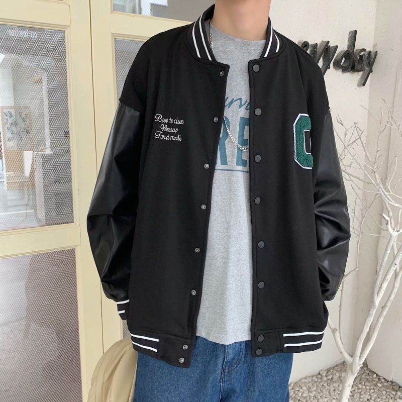 ORDER_ Khoác Bomber Chữ Thêu Phối Tay Da Ulzzang | BigBuy360 - bigbuy360.vn