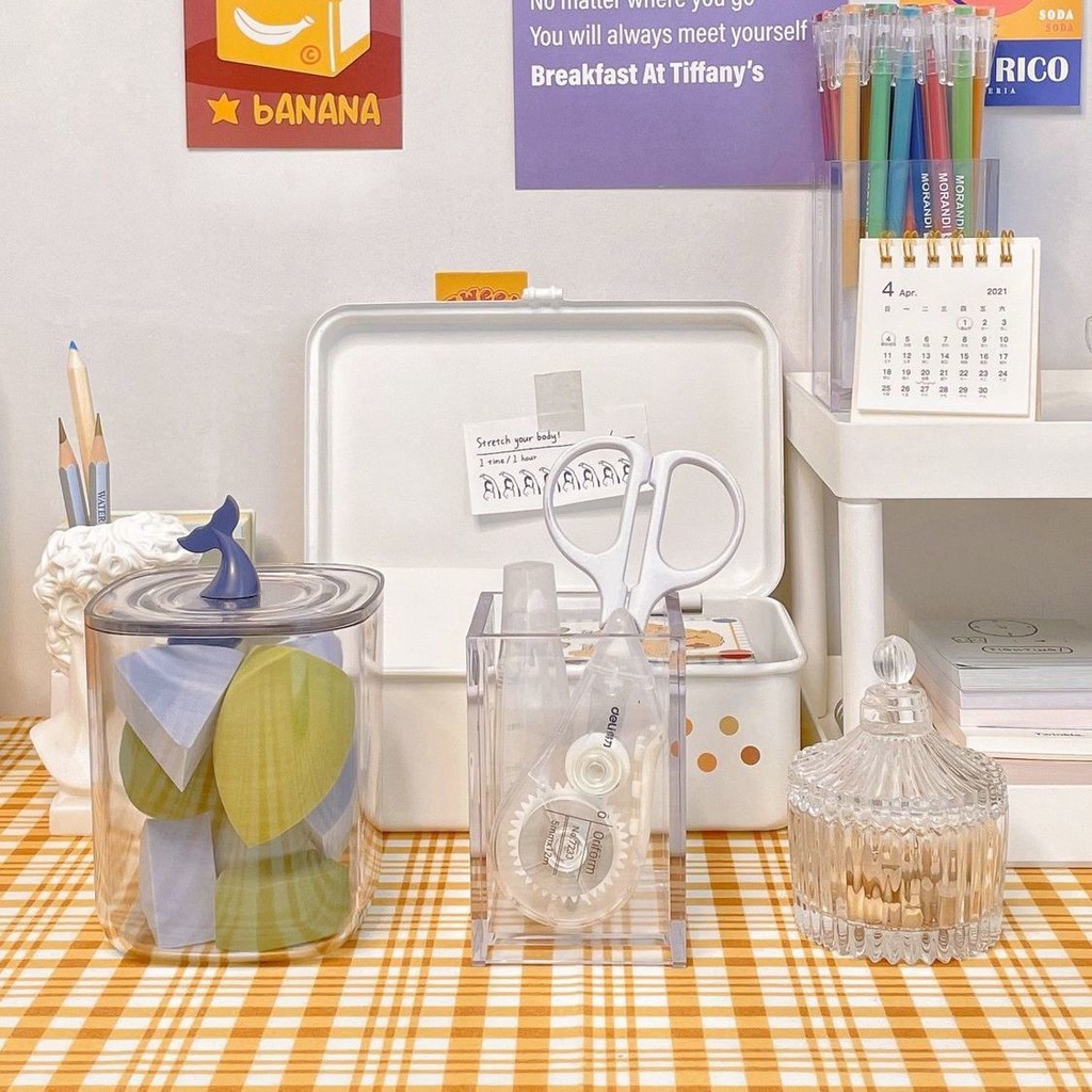 Hộp Đựng Bút/Cọ Trang Điểm Hình Vuông Bằng Acrylic Trong Suốt