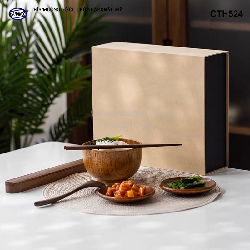 Thìa Súp Gỗ Óc Chó HAHANCO (Dài 17cm) Decor/ Xúc Gia Vị Siêu Sạch - CTH524