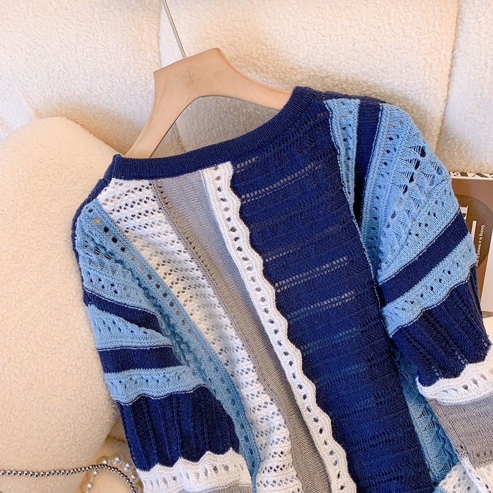 Áo Sweater Dáng Rộng Khoét Rỗng Mềm Mại Màu Khối Thời Trang Mùa Thu Cho Nữ