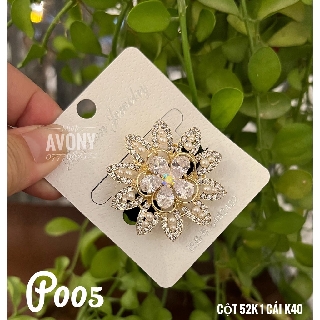 Cột tóc - buộc tóc nhung đính hạt pha lê + ngọc trắng