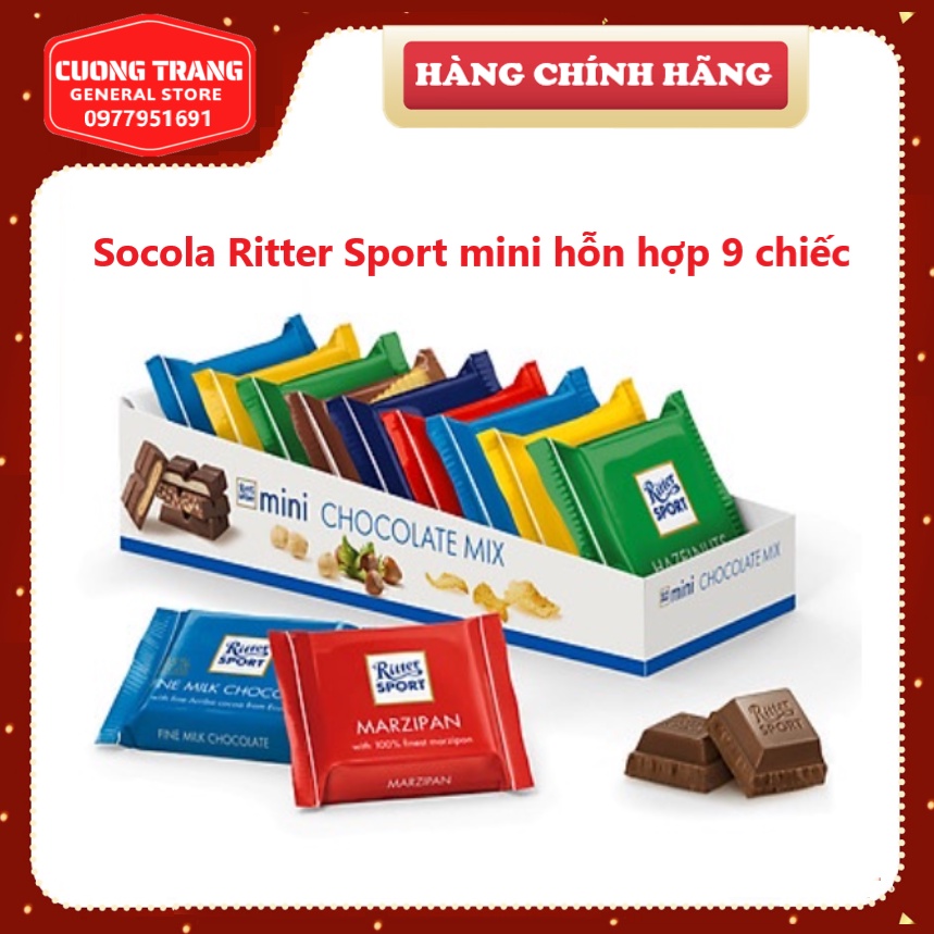 Kẹo Socola Ritter Sport mini hỗn hợp 9 chiếc 150g