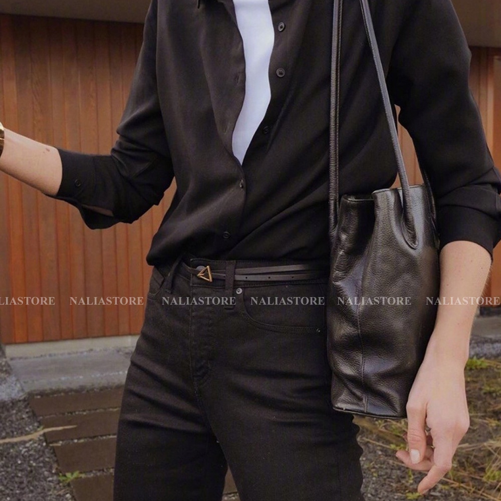 Đai váy TAM GIÁC size 1.1cm nhỏ xinh nalia store - belt thắt lưng nịt váy da nhỏ mặt tam giác vàng có đục lỗ mã TLNA4