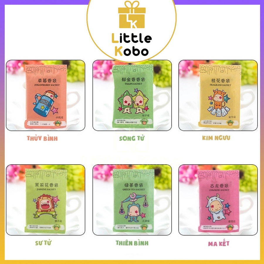 Túi Thơm Mini 12 Cung Hoàng Đạo Để Tủ Quần Áo Balo Giày Dép Hương Thơm Thảo Mộc Chống Ẩm Nấm Mốc