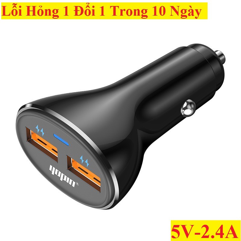 Tẩu sạc nhanh ô tô, 2 cổng USB, cường độ 2.4A - HÀNG XỊN, sạc siêu nhanh