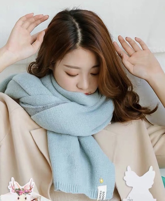 Khăn choàng cổ mùa đông ấm áp cashmere màu đơn sắc