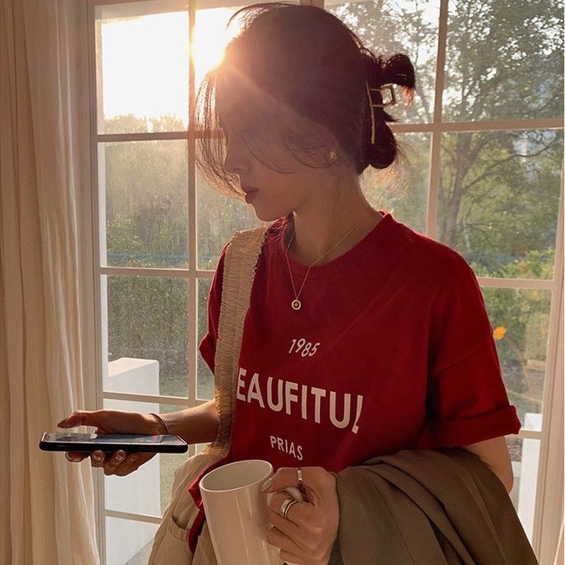 Áo Thun Cotton Dáng Rộng Thiết Kế Mới Thời Trang Mùa Xuân Theo Phong Cách Hàn Quốc Cho Nữ
